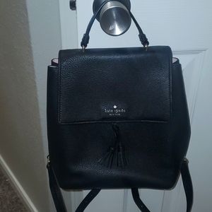 Kate Spade New York Hayes Street Pebbled Black Leather Backpack Purse